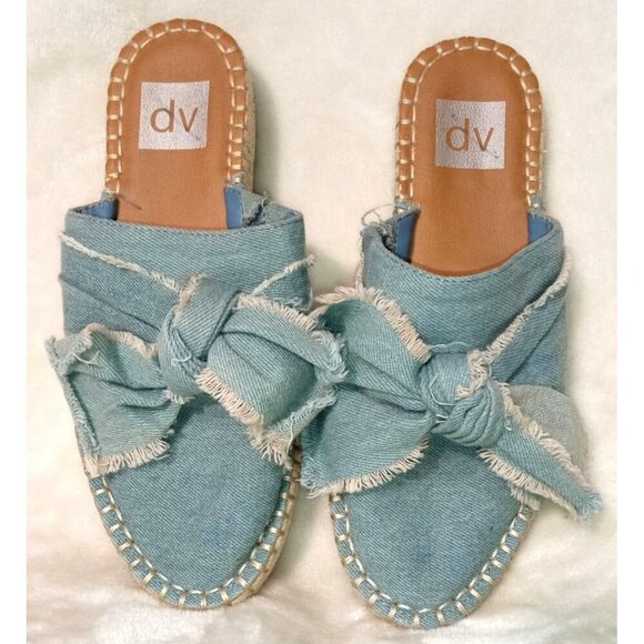 DV Espadrille Denim Bow Sandals Slip-On Style Size 7 - Picture 2 of 5